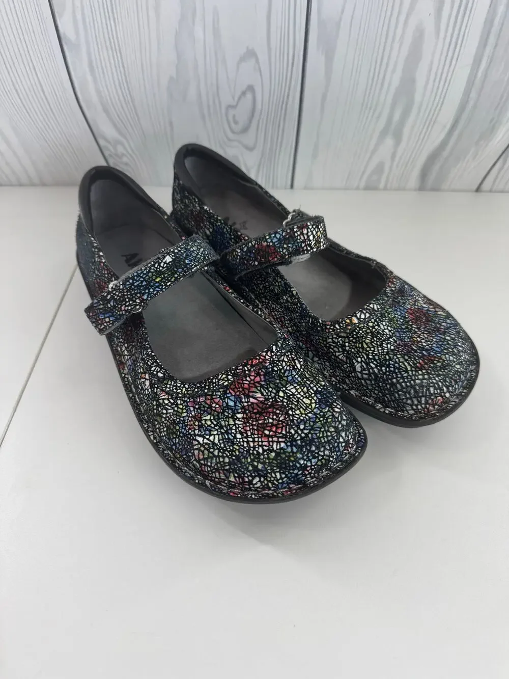 Alegria Belle Cathedral Mary Jane Shoes Rainbow Leather Clog Sz 38 Size 8
